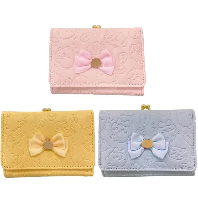 【吉伊卡哇】雙11 日本 Chiikawa 蝴蝶結珠扣三折皮夾 口金零錢包 烏薩奇 吉伊 小八 兔兔(三款任