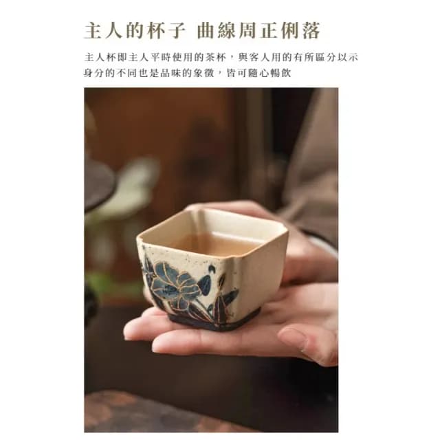 【精奢華】陶瓷青花手繪百合主人杯禮盒(功夫茶杯 茶具 水杯 沖茶 茶器 公道杯 茶藝 旅行 品茗杯 禮物)