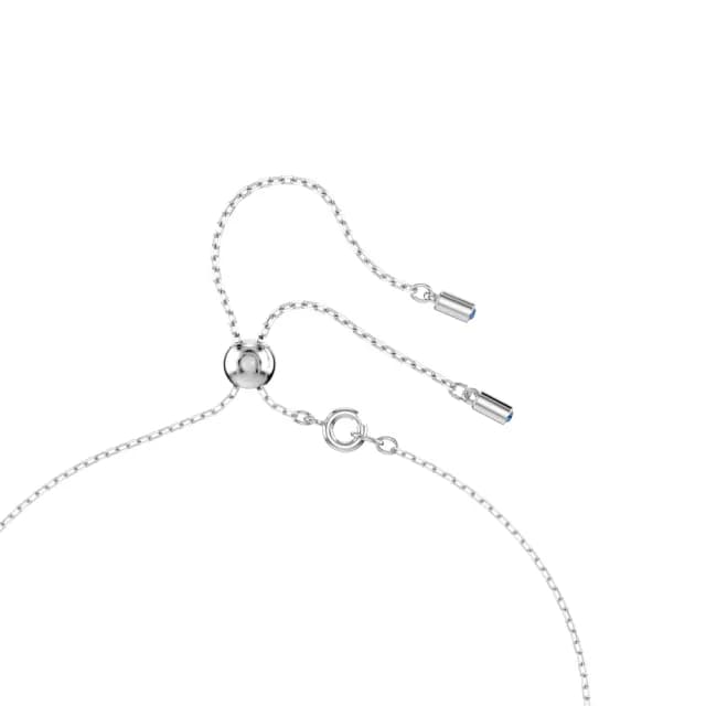 【SWAROVSKI 施華洛世奇】Attract Y形項鏈 圓形切割 藍色 鍍白金色
