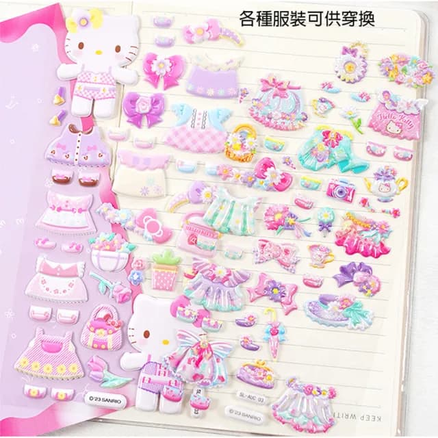 【TDL】凱蒂貓HELLO KITTY立體泡泡貼紙雙層換裝泡棉貼紙玩具組隨機2入組 495873(生日禮物 聖誕節 平輸品)