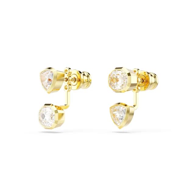 【SWAROVSKI 施華洛世奇】Imber 耳環袋 非對稱設計 混合式切割 白色 鍍金色