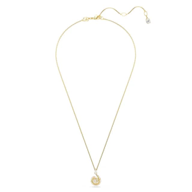 【SWAROVSKI 施華洛世奇】Snake 鏈墜 水晶珍珠 混合式切割 蛇年 白色 鍍金色(情人節禮物)