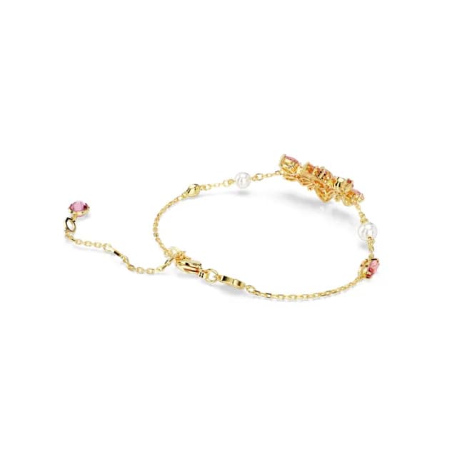 【SWAROVSKI 施華洛世奇】Gema 手鏈 水晶珍珠 混合式切割 花朵 粉紅色 鍍金色