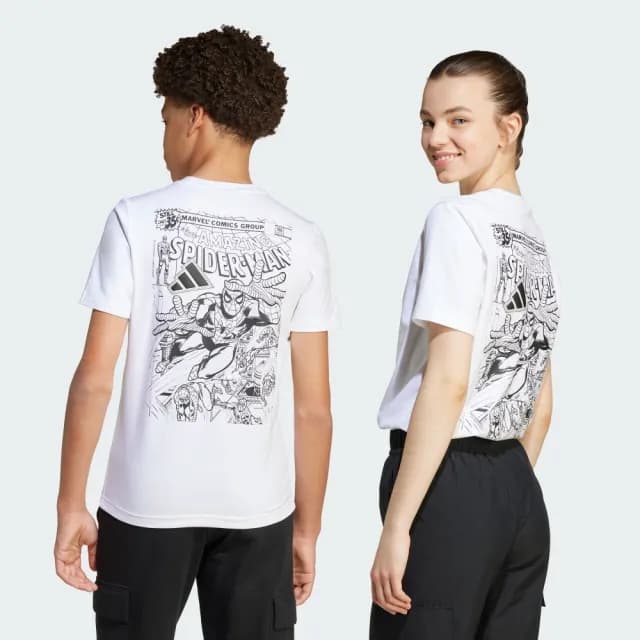 【adidas 愛迪達】MARVEL 蜘蛛人 短袖上衣 T恤 童裝 JM0819