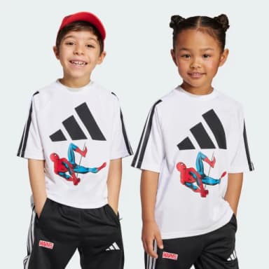 【adidas 愛迪達】MARVEL 蜘蛛人 短袖上衣 T恤 涼感 童裝 JM0806
