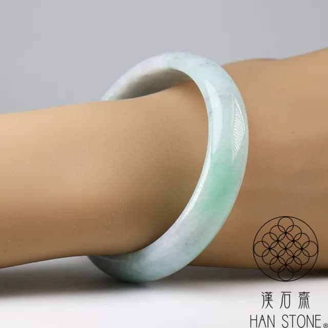 【漢石齋】情人節禮物 天然翡翠A貨 手鐲玉鐲 春帶彩飄花種(手圍18.2/版寬13.9mm)