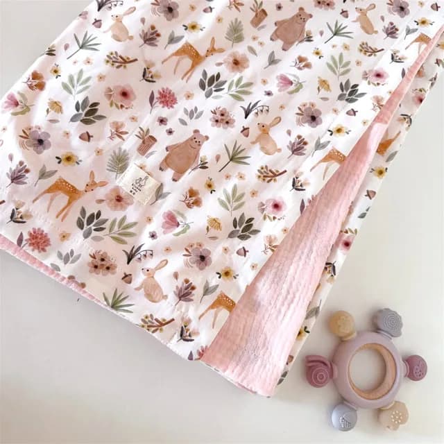 【Lianne baby】女嬰禮盒 台灣製韓國布粉鹿熊森林豪華彌月禮盒 嬰兒禮物(滿月禮 收涎禮物  彌月禮盒)