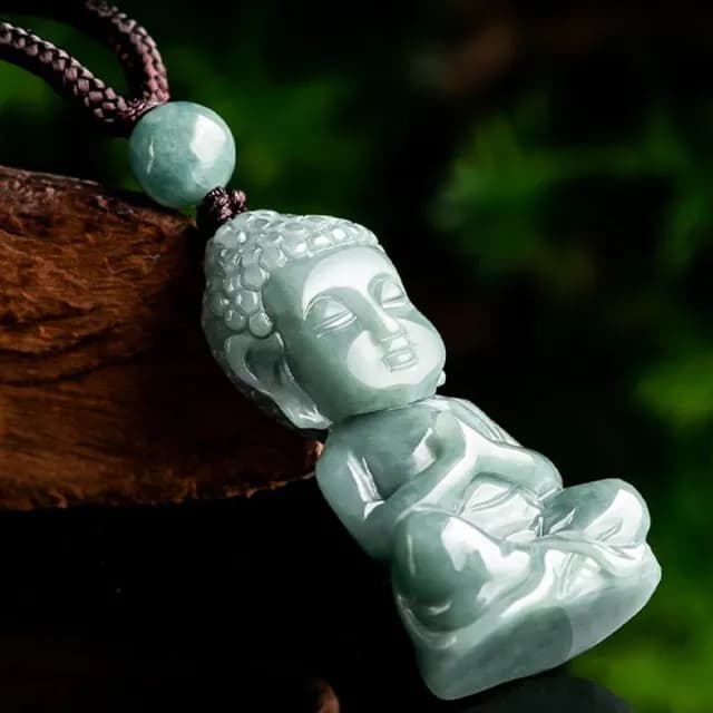 【LEESA】情人節禮物 玉珮玉墜\佛祖項鍊\項鍊\女生項鍊\保平安\開運招財\佛祖\翡翠\平安牌\避邪消☆\玉石掛