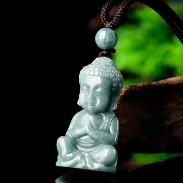 【LEESA】情人節禮物 玉珮玉墜\佛祖項鍊\項鍊\女生項鍊\保平安\開運招財\佛祖\翡翠\平安牌\避邪消☆\玉石掛