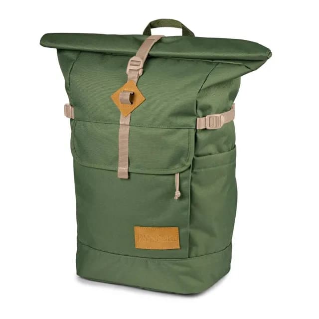 【JANSPORT】情人節禮物 HATCHET ROLLTOP 捲蓋式後背包 軍綠色(JS0A86DKKM1)