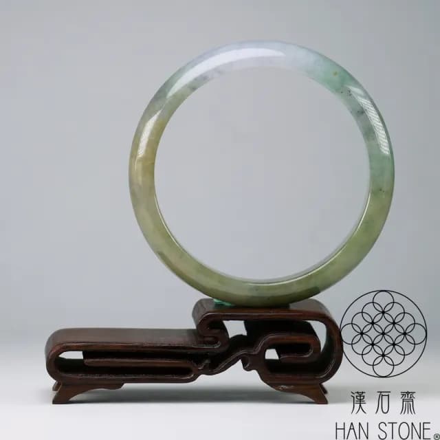 【漢石齋】情人節禮物 天然翡翠A貨 手鐲玉鐲 三彩飄花種(手圍18.8/版寬12.4mm)