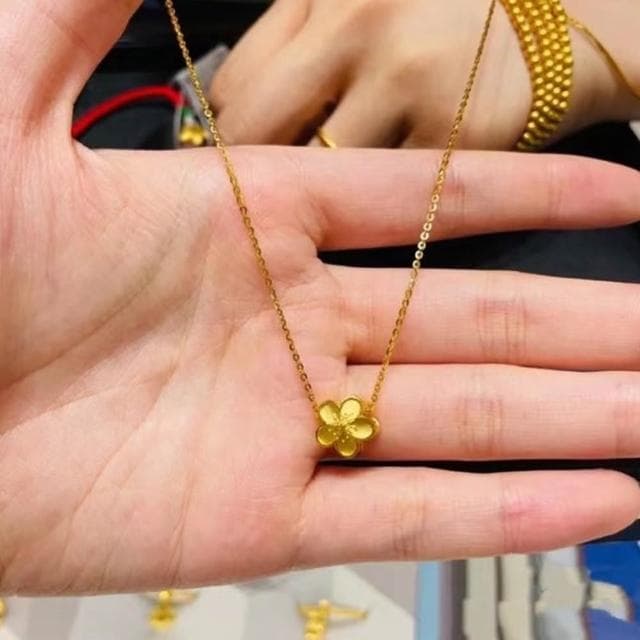 【Penny珮妮】黃金999迷你桃花吊墜項鍊(母親節 交換禮物 送女友 送閨蜜 生日禮 情人節 尾牙 新年 結婚)