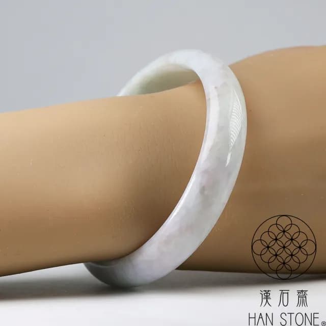 【漢石齋】情人節禮物 天然翡翠A貨 手鐲玉鐲 飄花種帶紫羅蘭(手圍18.5/版寬11.7mm)