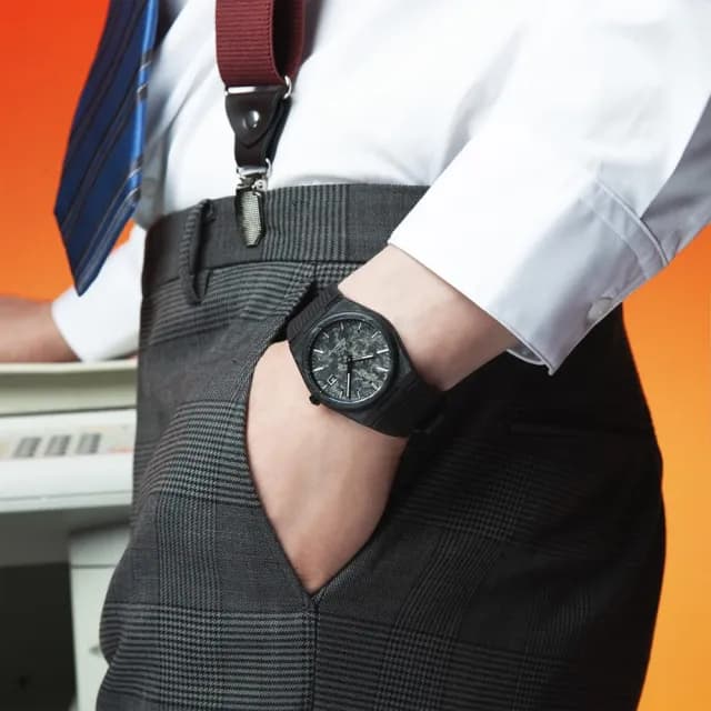 【TISSOT 天梭 官方授權】李棟旭配戴款 PRX CARBON 鍛造碳錶殼機械錶 手錶 送禮 推薦(T1379079720100)