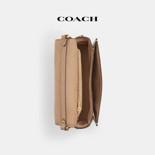 【COACH】蔻馳官方直營 HUTTON馬車圖案印花單肩手袋-B4/粉筆白色 混合色(CZ318)