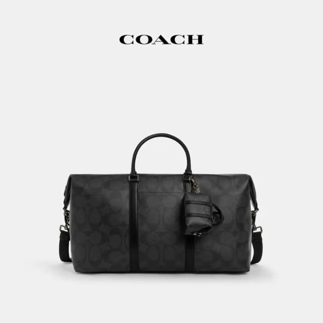 【COACH】蔻馳官方直營 TREKKER經典Logo迷你手袋掛件-QB/炭黑色/黑色(CBK63)
