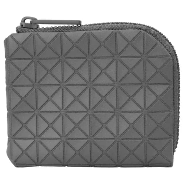 【ISSEY MIYAKE 三宅一生】BAOBAO幾何方格L型 拉鍊零錢包(霧泥灰)