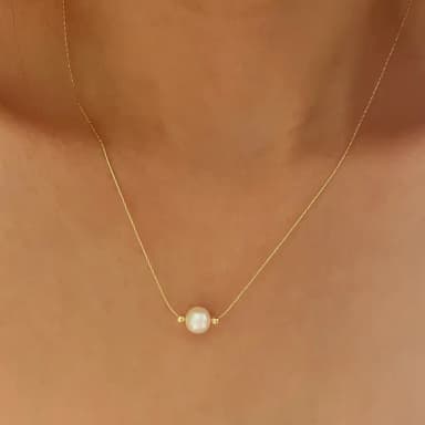 【CReAM】Ulima單顆大天然淡水白珍珠+二顆小珍珠金色金屬女項鍊(生日 禮物 送禮 禮盒)