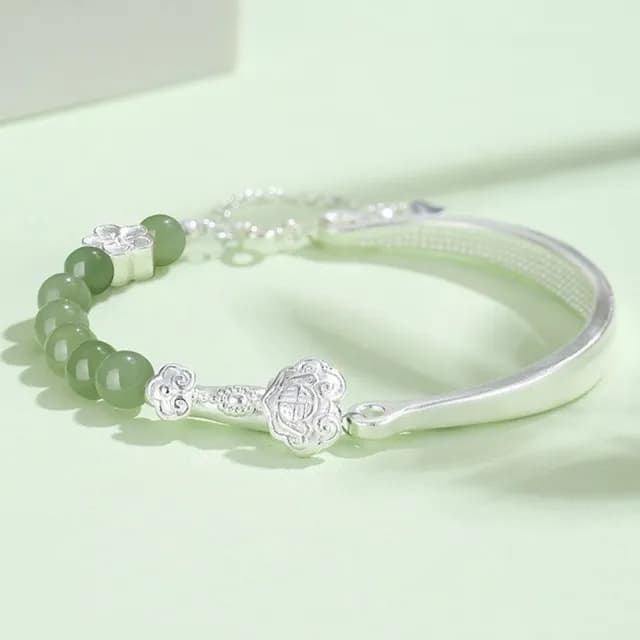 【KT DADA】雙11 水晶手鍊 招財手鍊 如意手鐲 純銀手鍊 和田玉手串 保平安 新中式 手鍊 禮物 百