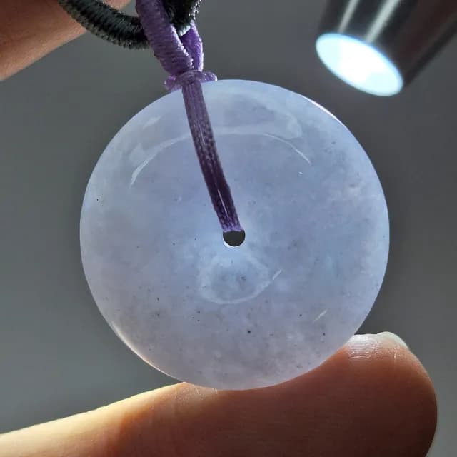 【新鵝娘翡翠】天然A貨翡翠 緬甸玉 濃紫平安扣吊墜 14K包金 鍍銀925 A8764308(翡翠平安扣吊墜)