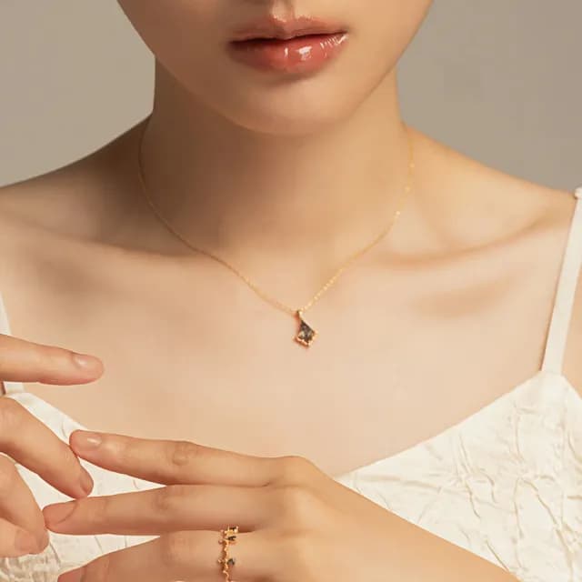 【SPANCONNY 飾品控】女爵 l 水草瑪瑙 S925純銀 l 古典菱格項鍊(提升自信+拓展人緣)