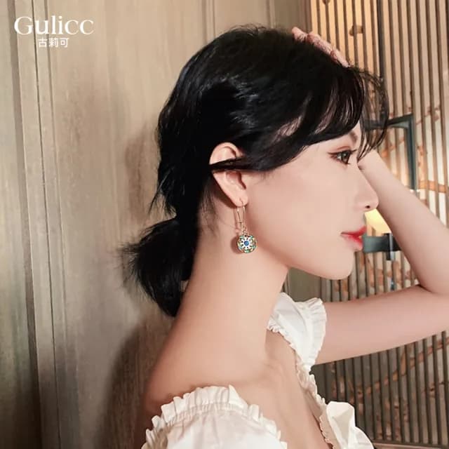【Golicc】耳環 復古巴洛克 彩繪耳墜(七夕 情人節 生日 飾品 耳釘 耳飾 耳墜 禮物)