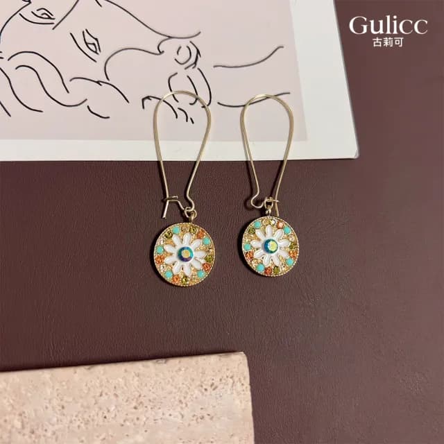 【Golicc】耳環 復古巴洛克 彩繪耳墜(七夕 情人節 生日 飾品 耳釘 耳飾 耳墜 禮物)