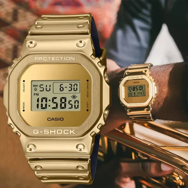 【CASIO 卡西歐】G-SHOCK 金屬錶殼x矽膠錶帶 多功能電子腕錶 七夕 情人節 禮物 送禮 推薦(GM-5600YMG-9)