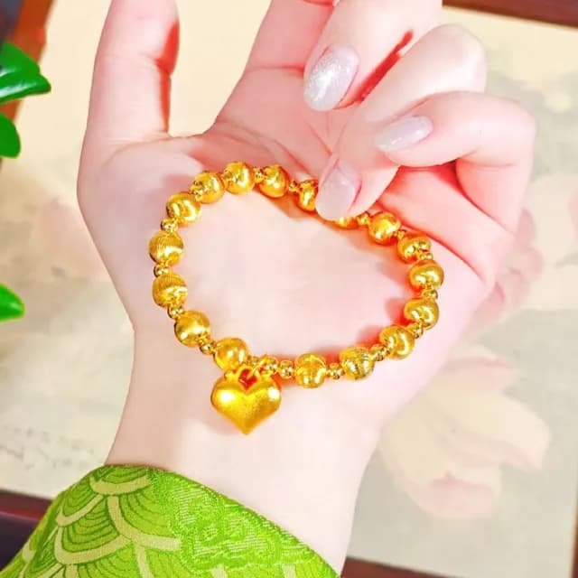 【LEESA】沙金手串\黃金猫眼石\轉運珠手串\愛心手鍊\手串\手飾\招財\高級感\百搭飾品\禮物