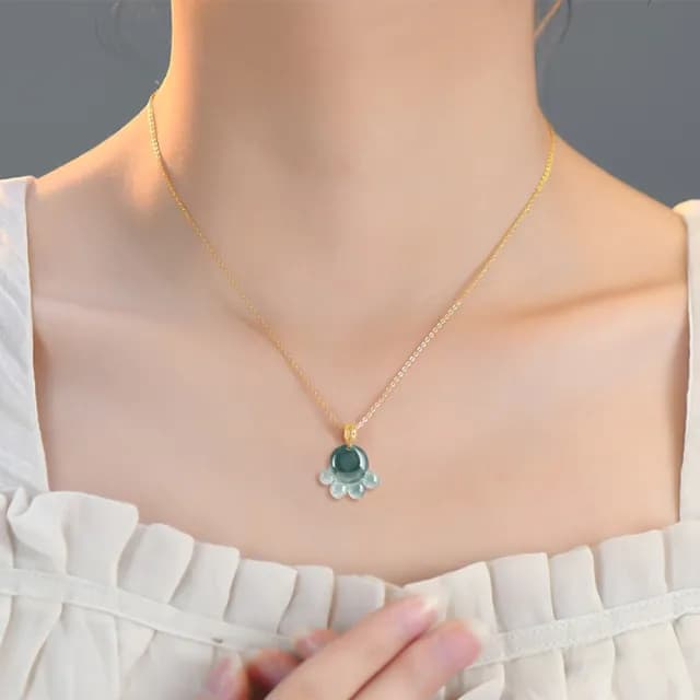 【LEEHER】父親節禮物 18k金/可愛吊飾/招財納福/玉石項鍊/翡翠項鍊/飾品/翡翠/閨蜜項鍊/項鍊/女生項鍊/吊墜