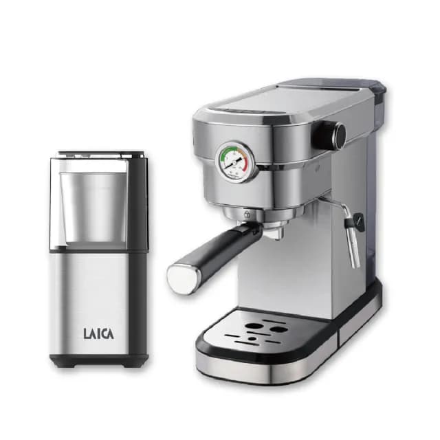 【LAICA 萊卡】職人義式半自動咖啡機x多功能雙杯義式咖啡磨豆機(HI8101+HI8110I)