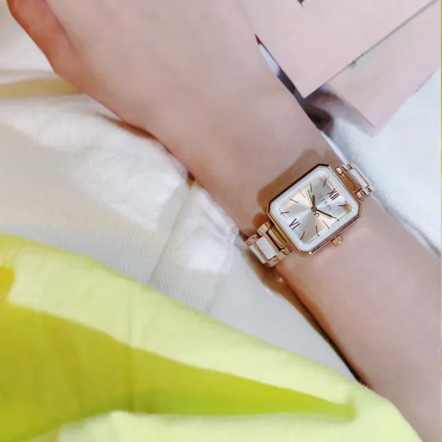 【JULIUS 聚利時】巴洛克之旅 陶瓷鍊帶方形腕錶 JA-1273(四色/23.5X28mm)