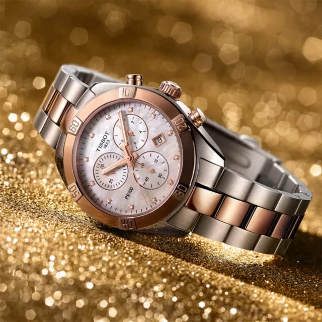 【TISSOT 天梭 官方授權】PR100 SPORT 真鑽三眼計時女錶/38mm 手錶 送禮 推薦(T1019172211600)