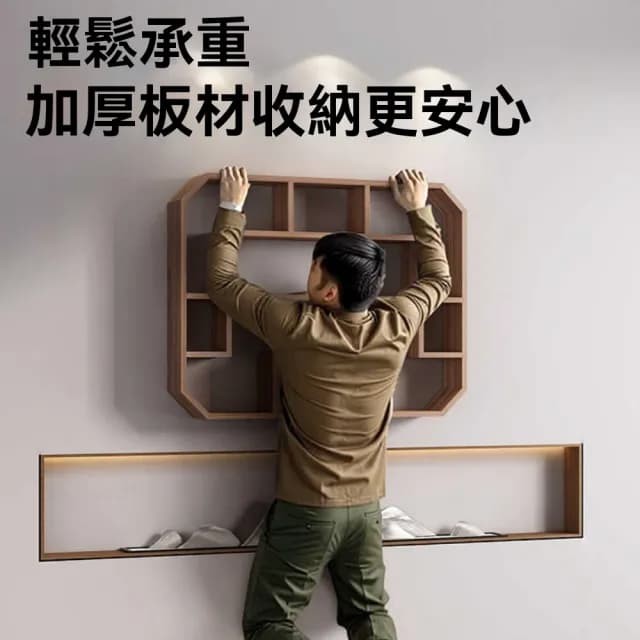 【超微米】壁掛博古架 實木中式茶室茶壺茶具擺收納架 掛墻茶架子 收納架展示架(收納架展示架)