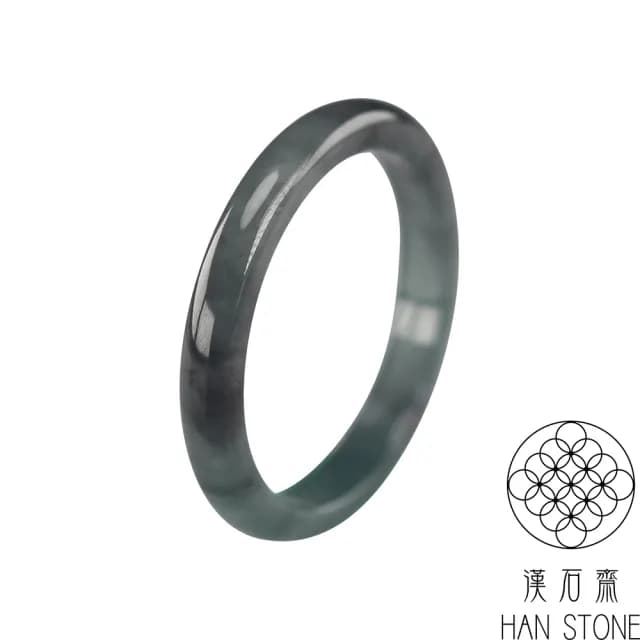 【漢石齋】情人節禮物 天然翡翠A貨 全玉戒指 冰種山水墨翠(厚度2.5mm)
