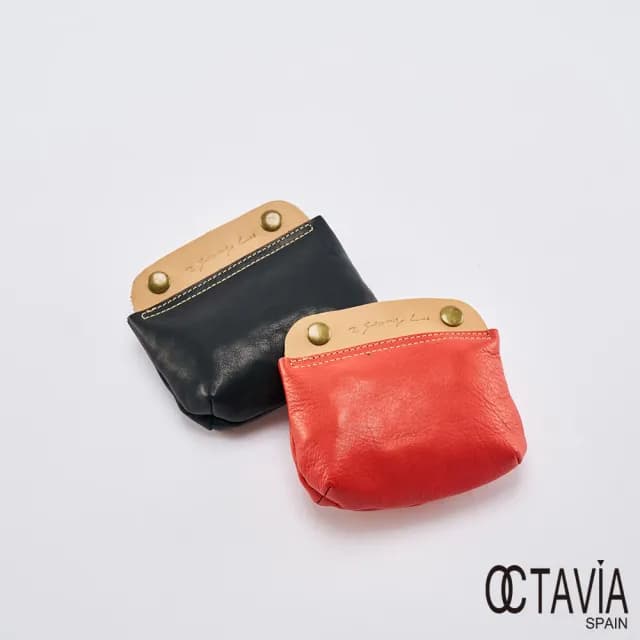 【OCTAVIA 8】OCTAVIA 8 真皮- 小可愛 雙色牛皮多用途壓扣零錢包