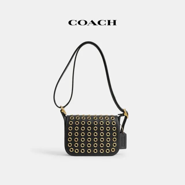 【COACH】蔻馳官方直營 LEGACY 鎖環細節PATRICIA19號手袋 斜背包 側背包 斜挎包-B4/黑色(CY925)