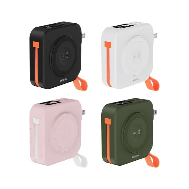 【Philips 飛利浦】DLP4348 10000mAh FunCube 2.0多合一螢幕顯示行動電源(磁吸/無線/37Wh_具Wh標示)