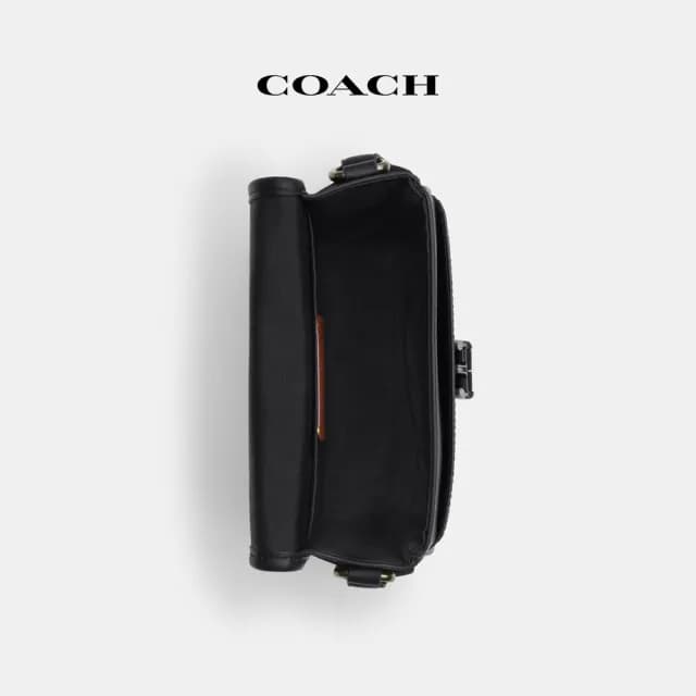 【COACH】蔻馳官方直營 RACER經典Logo斜背手袋 斜背包 側背包 斜挎包-QB/炭黑色/黑色(CBG13)