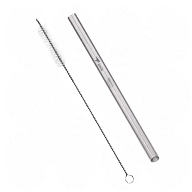 【Keith】Ti3702 純鈦環保斜口直吸管12mm附清潔刷(環保吸管 純鈦吸管 鈦餐具)