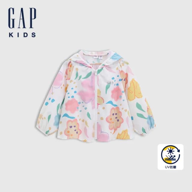 【GAP】女童裝 Logo印花防曬連帽外套-彩色(766444)