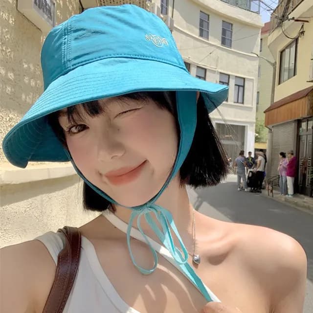 【MoonDy】父親節禮物 帽子 女生帽子 漁夫帽 日系漁夫帽 遮陽帽 防曬帽 盆帽 大頭圍帽子 大帽沿帽子 綁帶漁