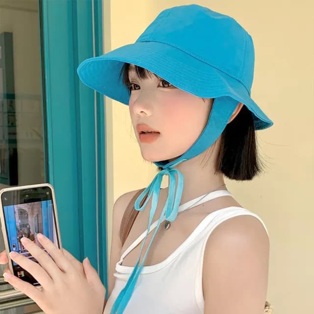 【MoonDy】父親節禮物 帽子 女生帽子 漁夫帽 日系漁夫帽 遮陽帽 防曬帽 盆帽 大頭圍帽子 大帽沿帽子 綁帶漁