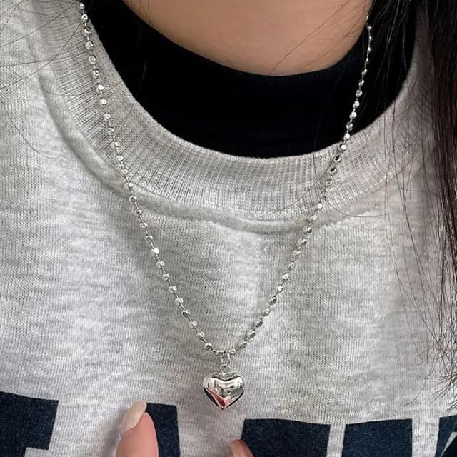【KT DADA】純銀項鍊 S925 抗敏感 簡約 百搭 復古 鎖骨鏈 禮物 飾品 項鍊 女生項鍊 愛心項鍊 韓國項鍊