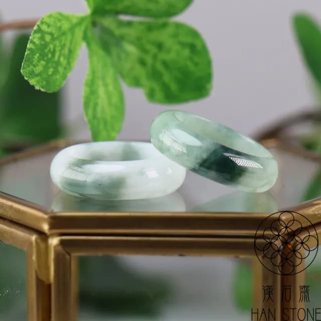 【漢石齋】情人節禮物 天然翡翠A貨 全玉戒指 飄花種(版寬隨機出貨)