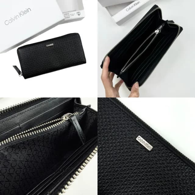 【Calvin Klein 凱文克萊】CK 滿版 防刮 防盜 真皮長夾 零錢袋 錢包 CK 禮盒 皮夾 送禮(長夾1048)