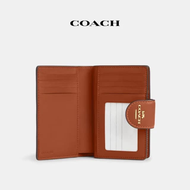 【COACH】蔻馳官方直營 中號角拉鍊錢包-IM/棕黃色(CBO32)