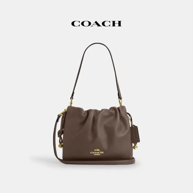 【COACH】蔻馳官方直營 FAYE拉繩手袋-IM/深褐色(CT763)