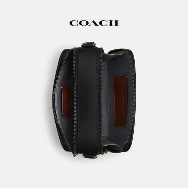 【COACH】蔻馳官方直營 WYATT經典Logo斜背手袋-青銅色硬體/粉筆白色/黑色(CW365)