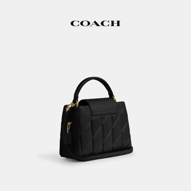 【COACH】蔻馳官方直營 ELIZA絎縫迷你CARRYALL手袋-IM/黑色(CY719)